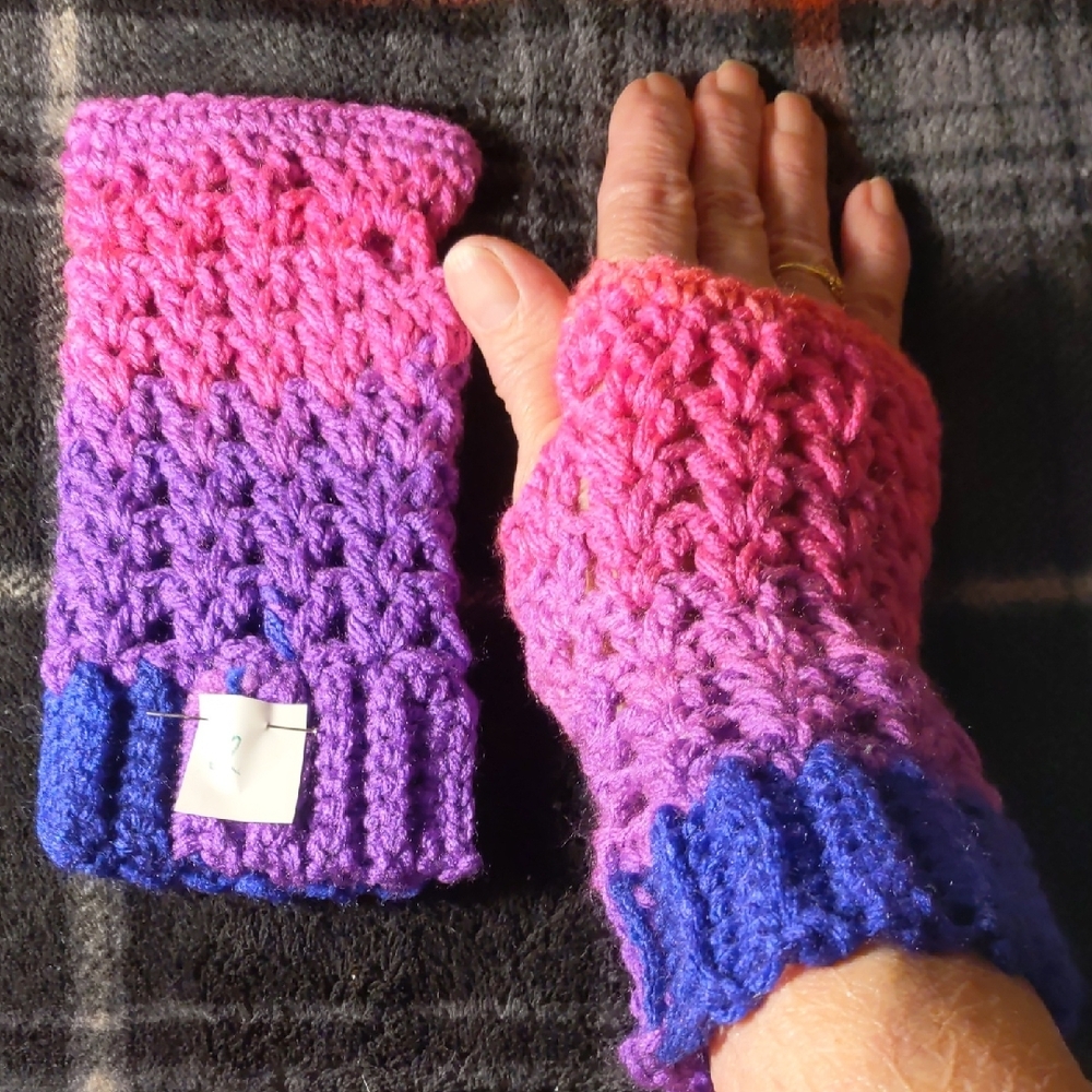 Crochet Fingerless Gloves Lights And Dark Purples Small